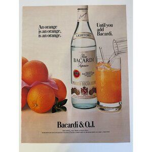 Vintage 1986 Bacardi & OJ Rum Advertisement Print AD